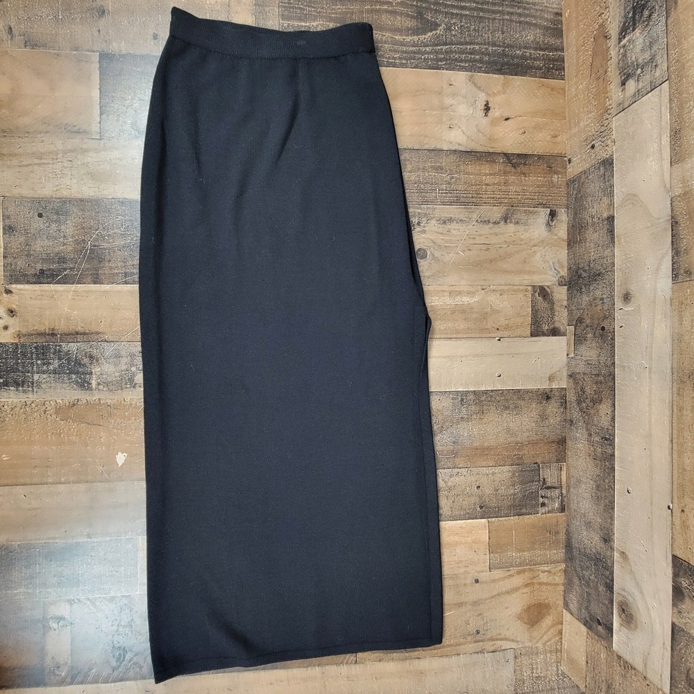 St. John Evening‎ Black Maxi Santana Knit Long Pencil Skirt w/ Slit Marie Gray 6
